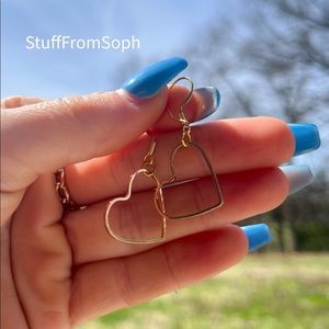 Gold Heart Earrings - Handmade